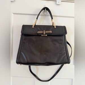 Valentino Garavani black leather bow detail purse